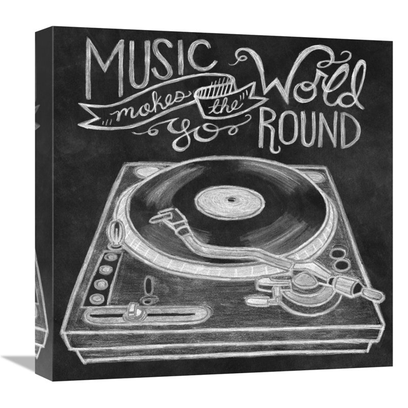 Grovelane Retro Record Player Chalk by Mary Urban Textual Art Print